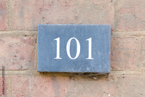 House Number 101 sign