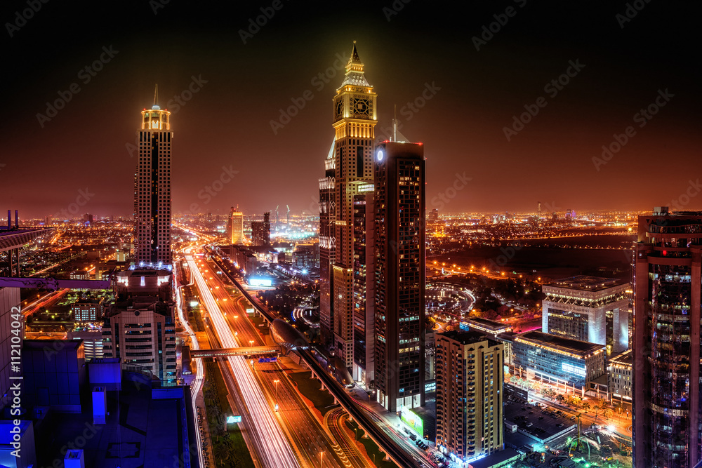 Dubai Downtown bei Nacht