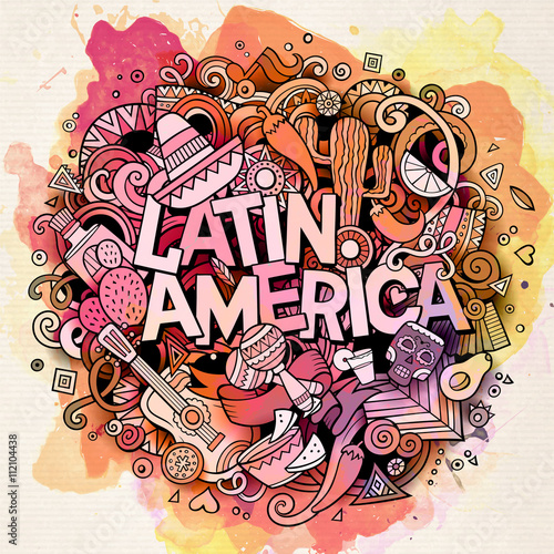 Latin America vector hand drawn Doodle illustration