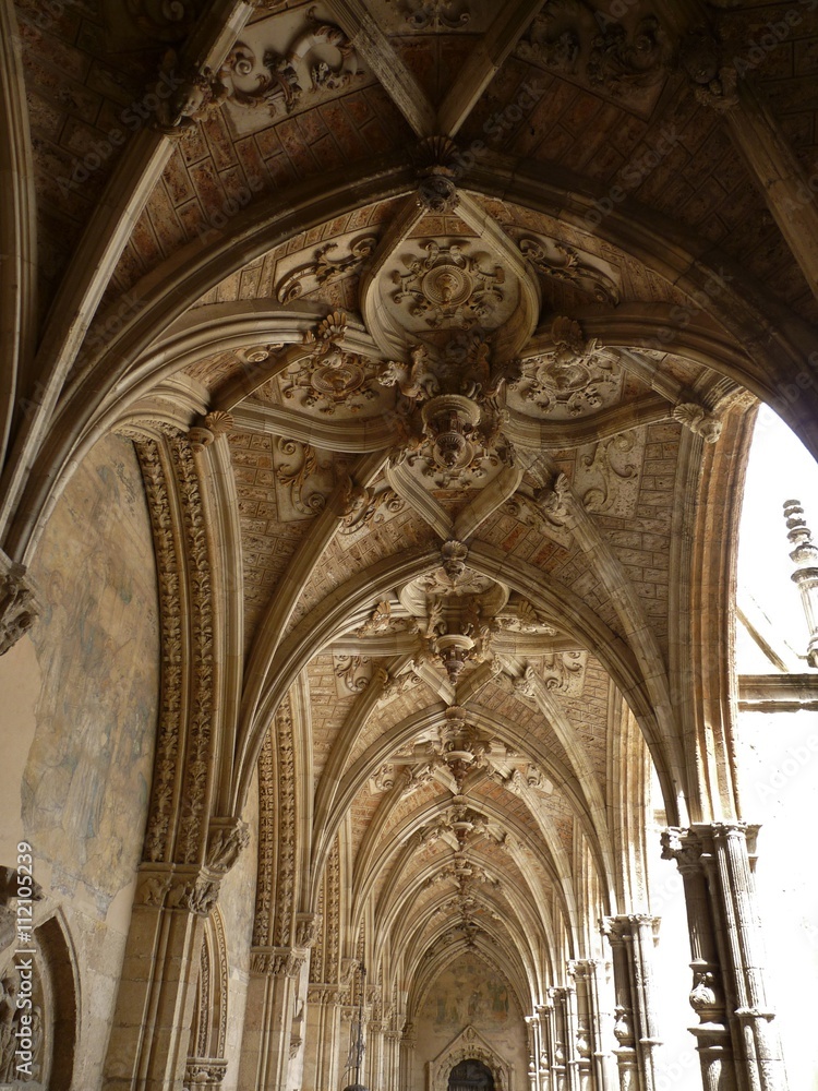 claustro de la  Catedral de León , sede episcopal de la diócesis de León, España,  Santa María de Regla, siglo XIII obra del estilo gótico ,la bella Leonesa en el Camino de Santiago.