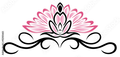 Lotusblume mit kleinem Tribal und Yogi. Yoga, Wellness.