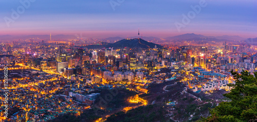 Obraz na płótnie Korea,Panorama of Seoul City Skyline , South Korea w salonie