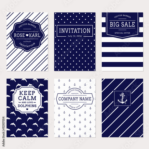Nautical and sea banners. Vector set.