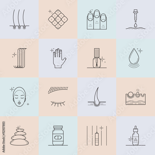 Set of cosmetology line icons