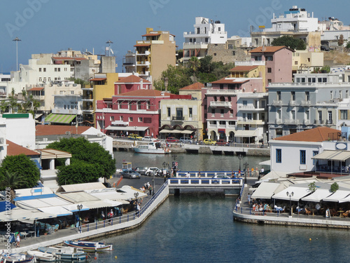 View Over Lake Voulismeni, Agios Nikolaos, Crete, Greece / Beautiful Port Town Agios Nikolaos on Crete Island © ruza74