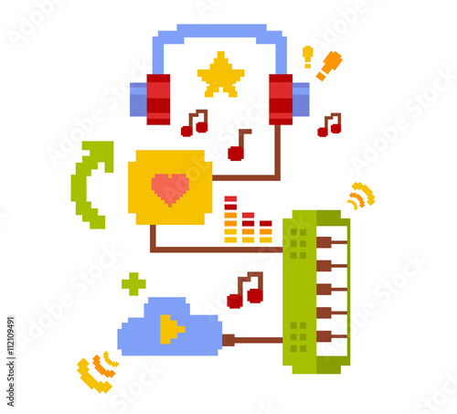 Vector colorful illustration of music online cloud service on wh © wowomnom