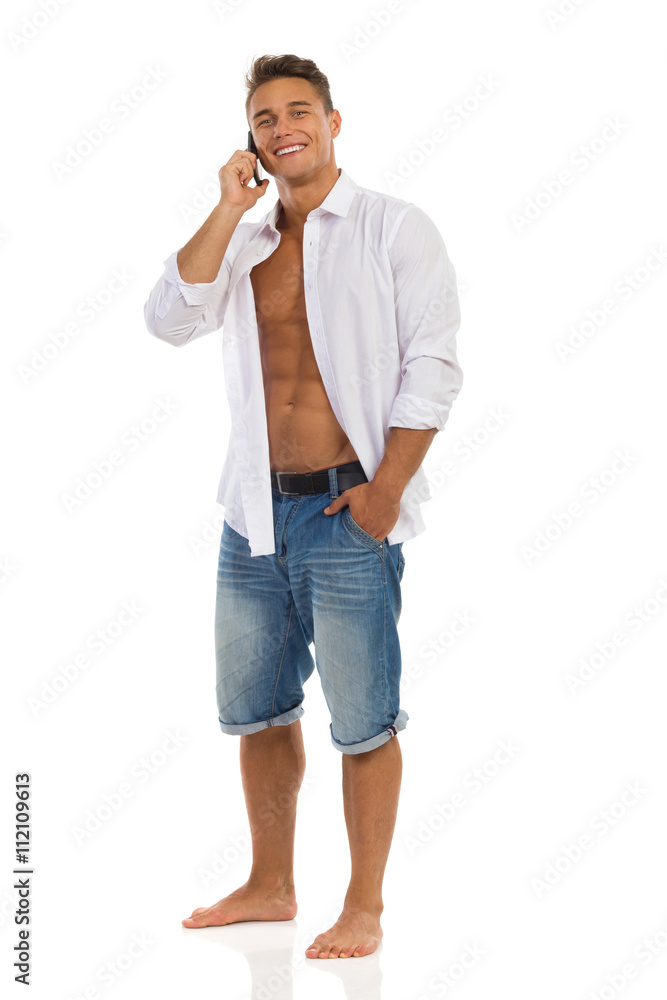 Handsome Summer Man On The Phone Handsome Summer Man On The Phone