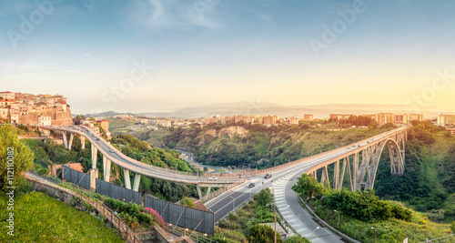 Panoramic view over Catanzaro with Ponte Bisantis, Calabria, Italy