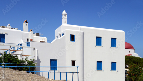 Beautiful architecture building exterior on Mykonos island