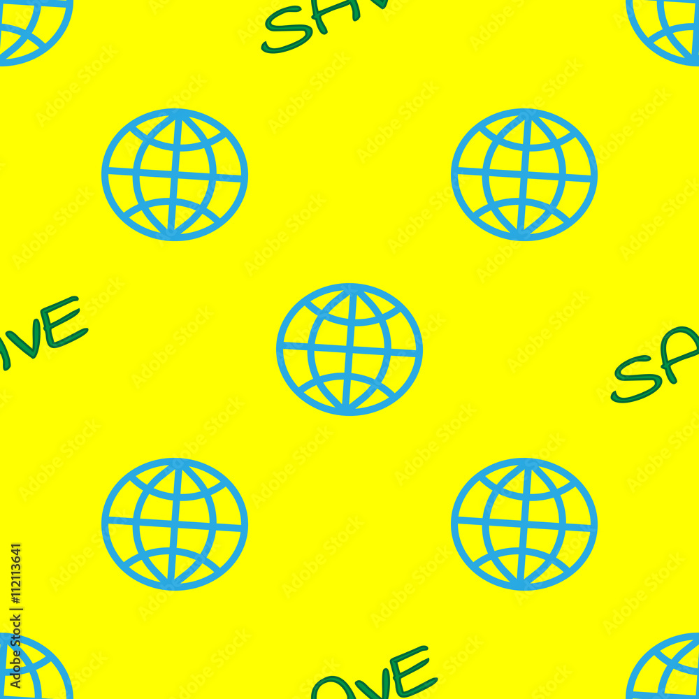 Globe and text SAVE geometric seamless pattern 24.05 Globe and text SAVE geometric seamless pattern 24.05