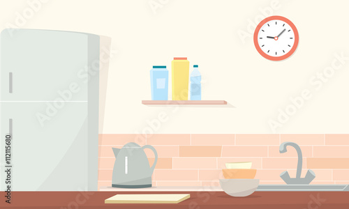 Kitchen room. Simple cartoon image