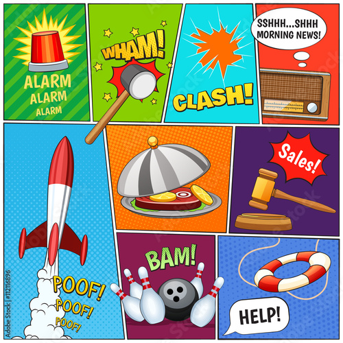Comic Book Page Elements Composition Concept
