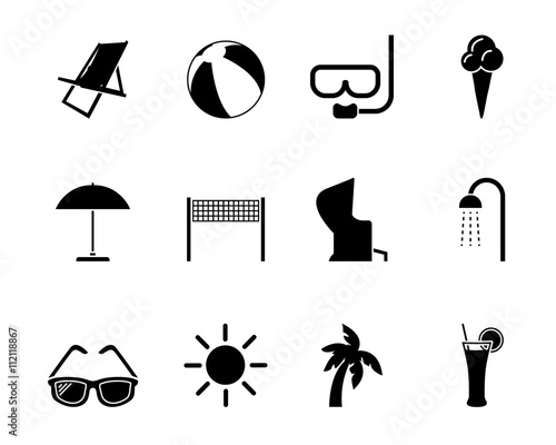 Iconset Baden - Strand / Schwarz