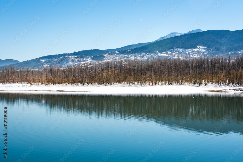 Lake Plastira on winter,Greece