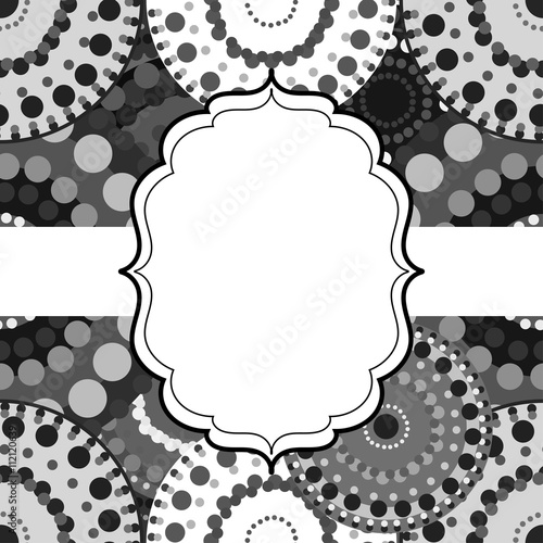 Patterned frame background invitation circular ornament grey bla