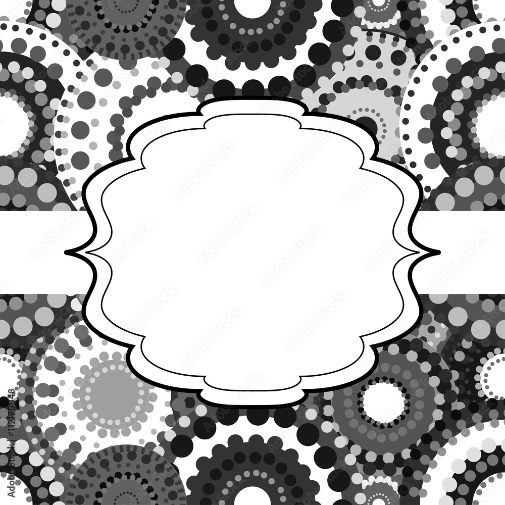 Patterned frame background invitation circular ornament grey bla Patterned frame background invitation circular ornament grey bla