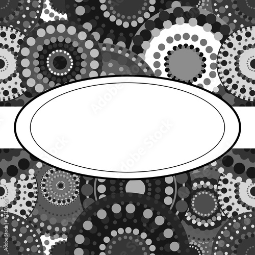 Patterned frame background invitation circular ornament grey bla