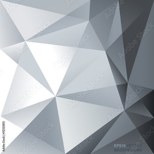Abstract background flyer for print with text, lines and silver triangle shapes. Digital vector image. © frimufilms