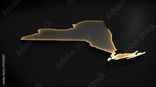 Seamless looping 3D animation of the map of New York (state) including 2 versions and alpha matte photo