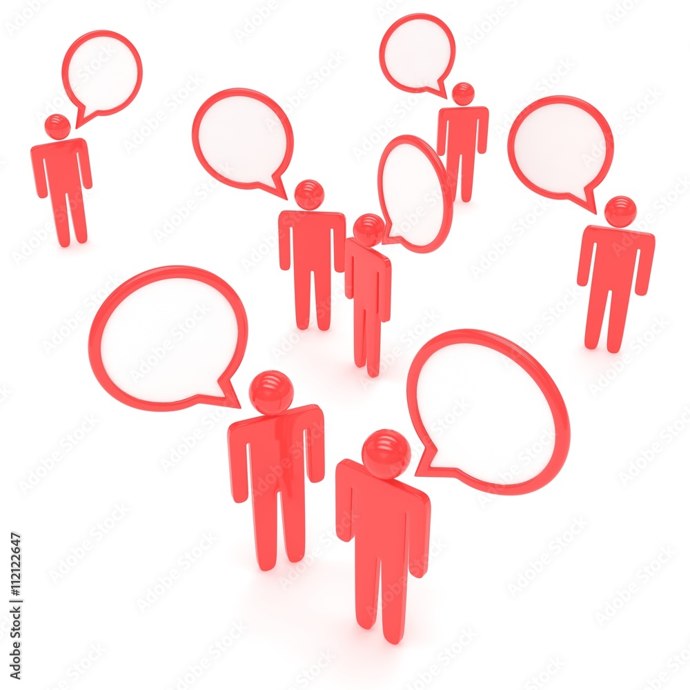 people with talk bubbles isolated over a white background. 3d rendering. people with talk bubbles isolated over a white background. 3d rendering.