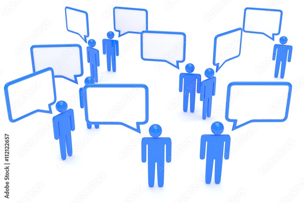 people with talk bubbles isolated over a white background. 3d rendering. people with talk bubbles isolated over a white background. 3d rendering.
