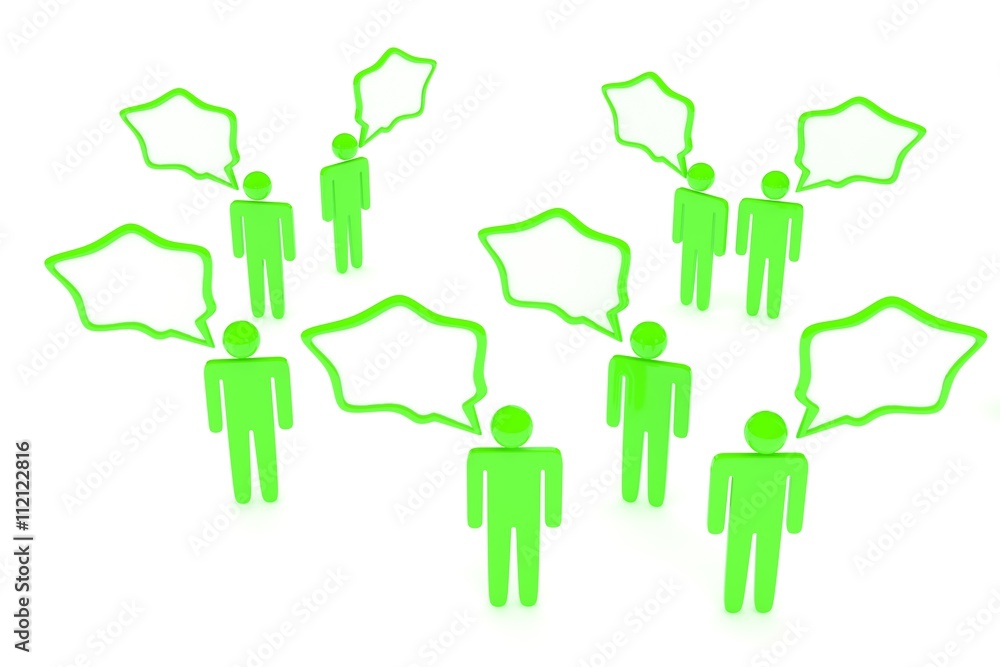 people with talk bubbles isolated over a white background. 3d rendering. people with talk bubbles isolated over a white background. 3d rendering.