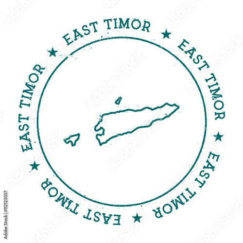 Timor-Leste vector map. Retro vintage insignia with country map. Distressed visa stamp with Timor-Leste text wrapped around a circle and stars. USA state map vector illustration.