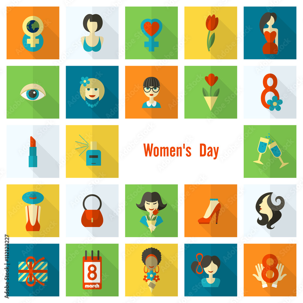 Fototapeta premium Womans Day Icon Set