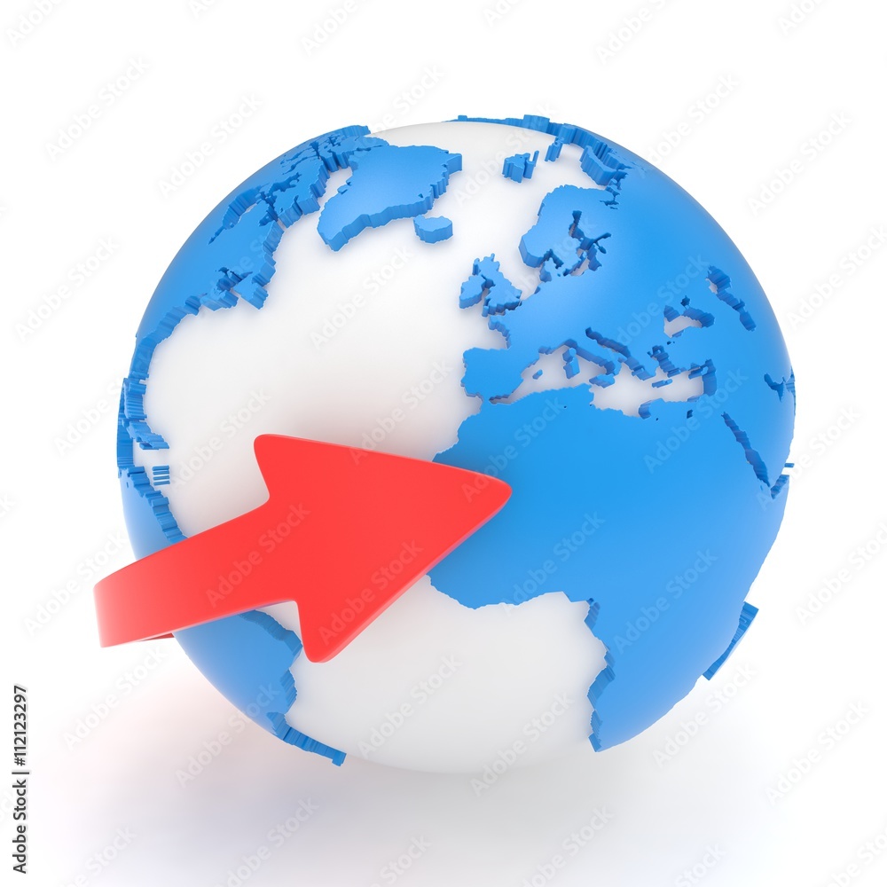 Fototapeta premium Arrow and Earth globe. 3d render