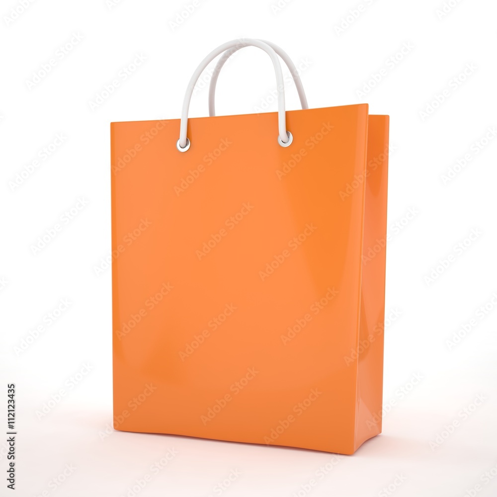 Paper Shopping Bag isolated on white background. 3d rendering. Paper Shopping Bag isolated on white background. 3d rendering.