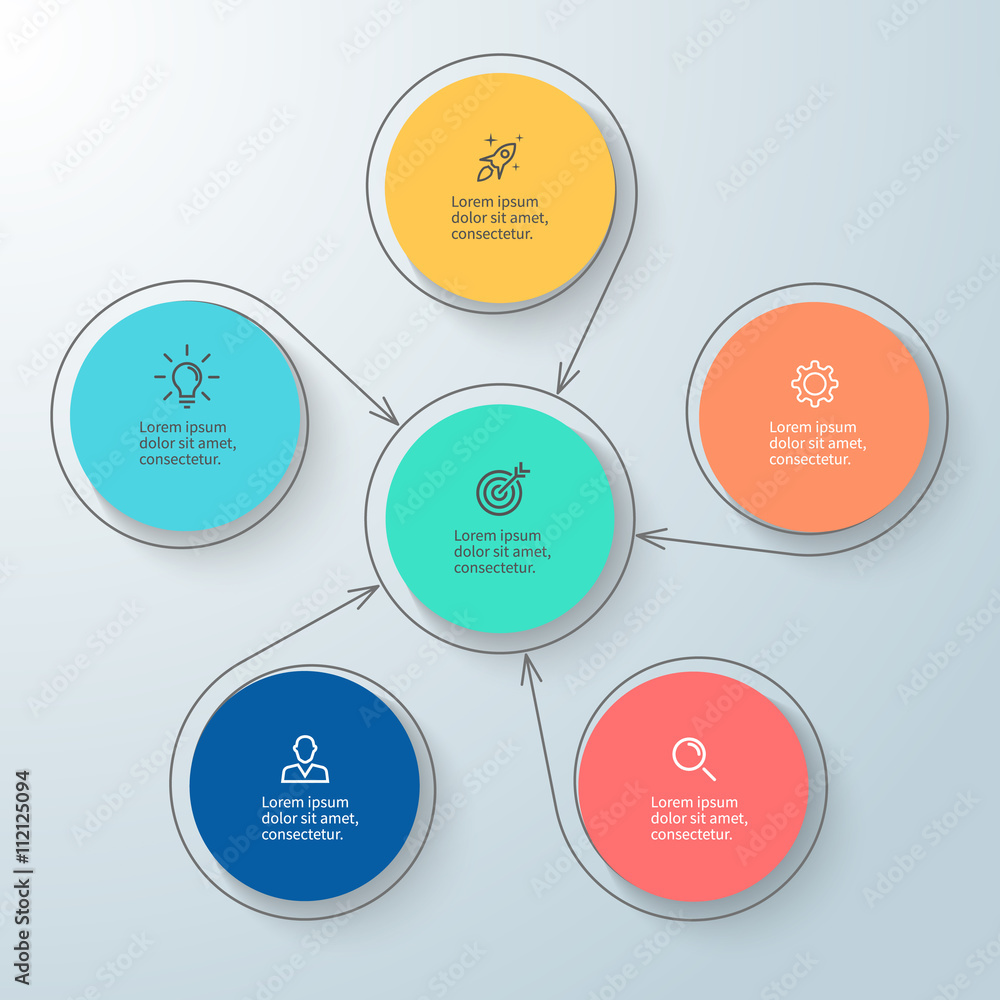 Circular infographic with central element. Minimalistic diagram. Circular infographic with central element. Minimalistic diagram.
