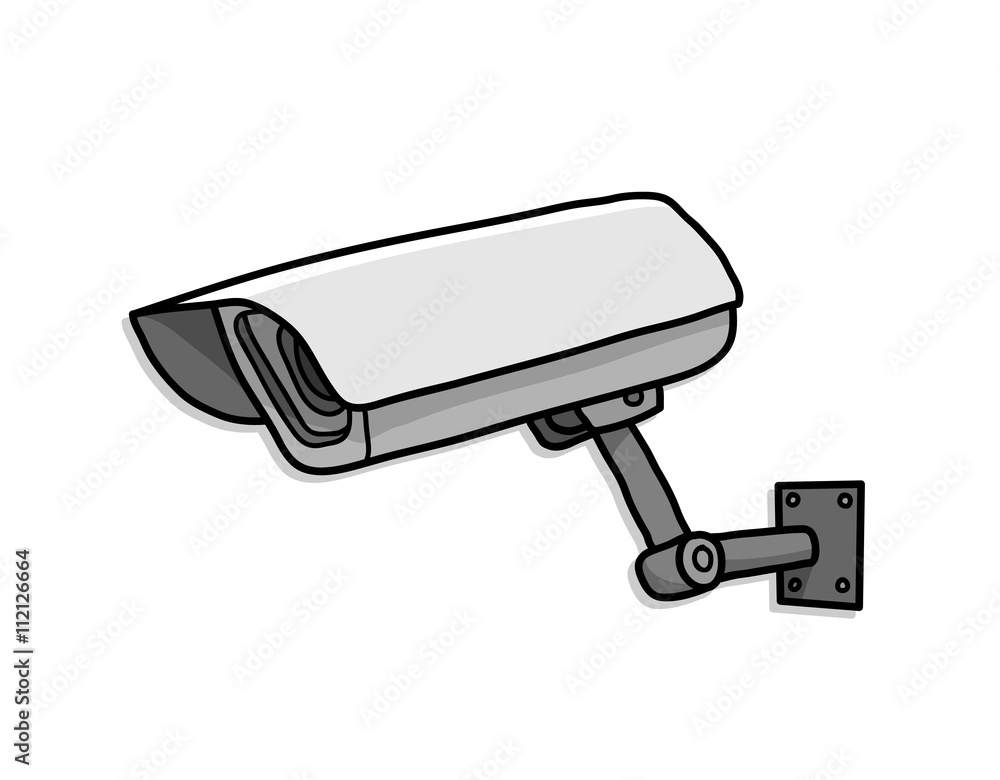 CCTV Security Camera, a hand drawn vector illustration of a CCTV camera.