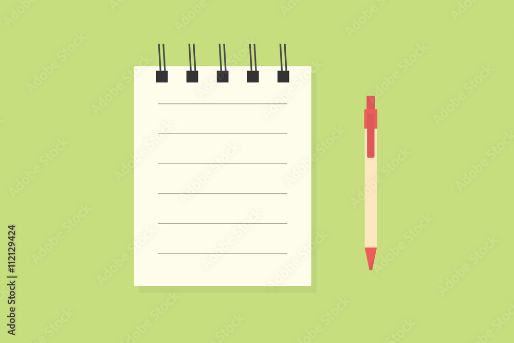blank notebook with pen. flat simple design blank notebook with pen. flat simple design