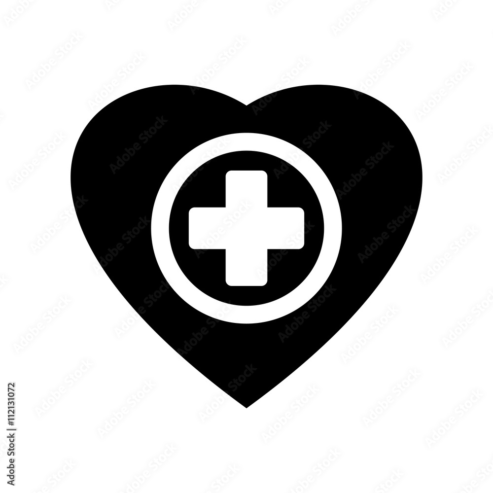 medical plus sign inside heart icon black on white background medical plus sign inside heart icon black on white background