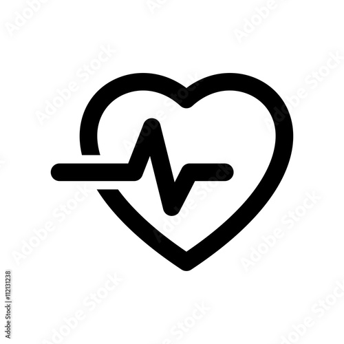 cardiology wave monitor heart icon black on white background