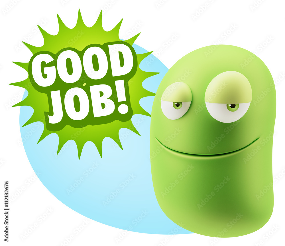 3d Rendering Smile Character Emoticon Expression saying Good Job