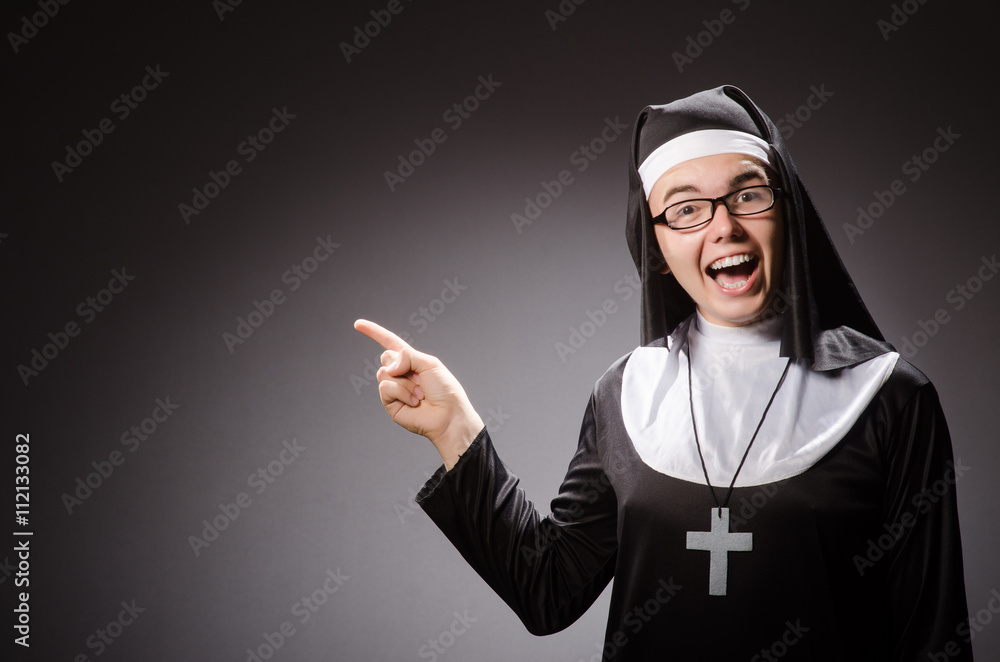 Funny man wearing nun clothing Funny man wearing nun clothing