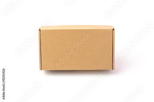 Cardboard brown box or Craft package box isolated on a white background