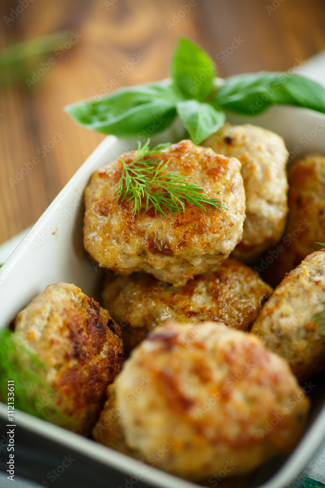 fried cutlet in ceramic form fried cutlet in ceramic form