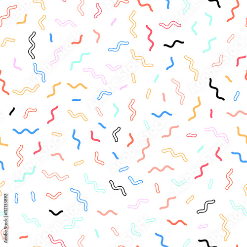 Memphis line seamless pattern. Colorful pattern for fashion and wallpaper. Memphis style fabric, fashion, prints. Vector illustration.
