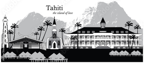 Vector illustration of the island of Tahiti, French Polynesia