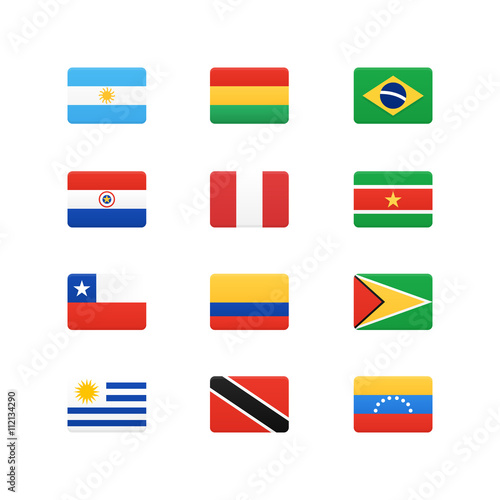 Free Download South America Continent Flags. Vector icons set. - GFXLoad