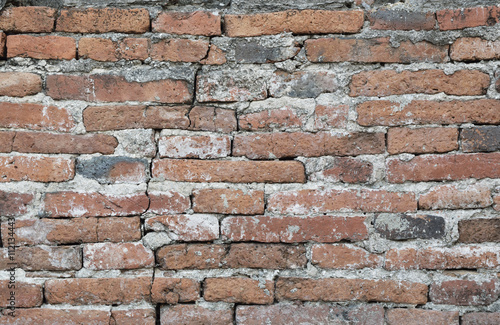 Old damaged brick wall texture for background