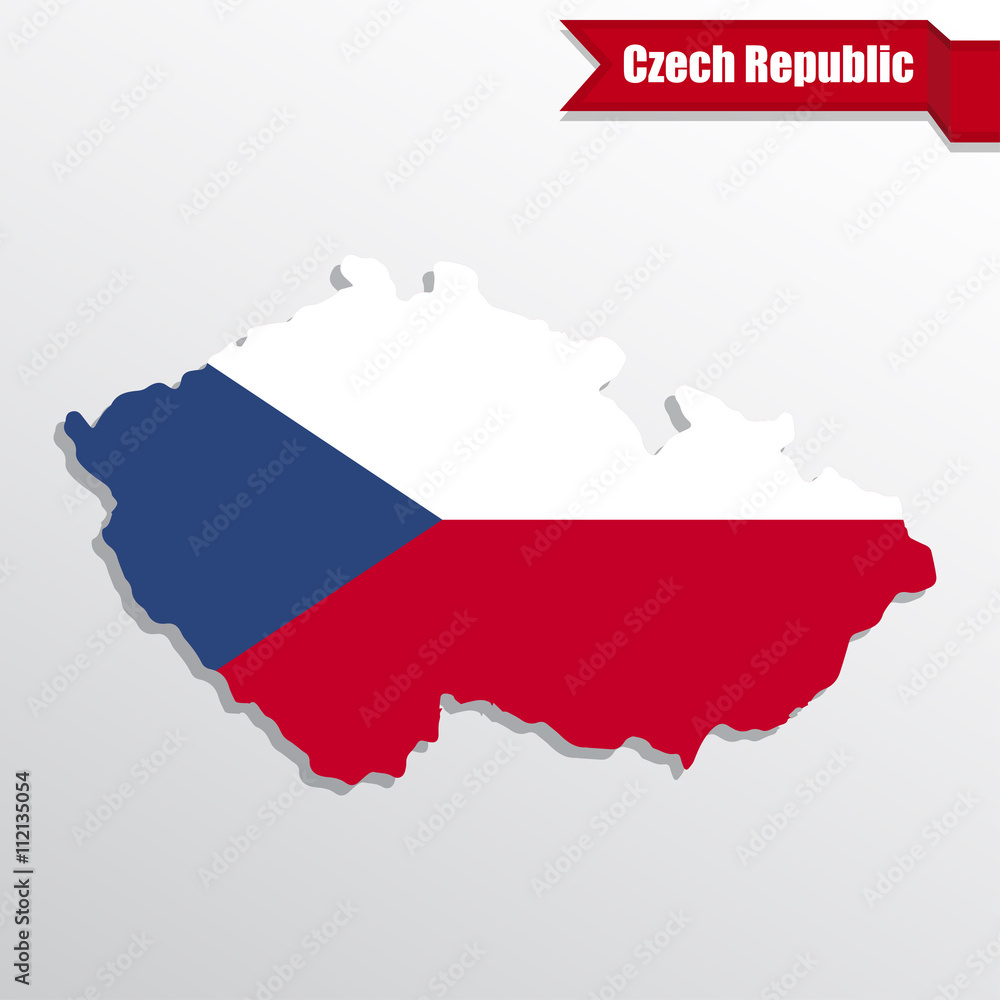 Czech Republic map with flag inside and ribbon