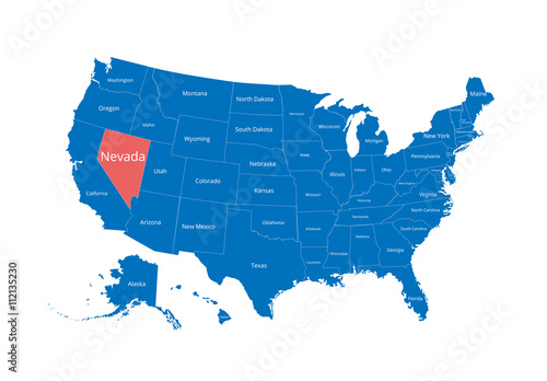 Map of the USA. Image with clipping path and name of states. State mark. Idaho. Vector illustration.