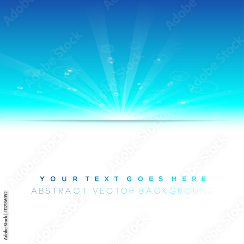 Blue winter sun, cool background with white copyspace area