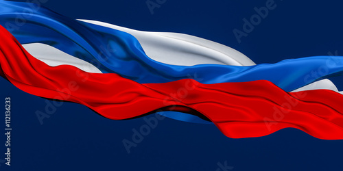 3D Illustration of TriColor Cut Ribbons Waving on dark blue