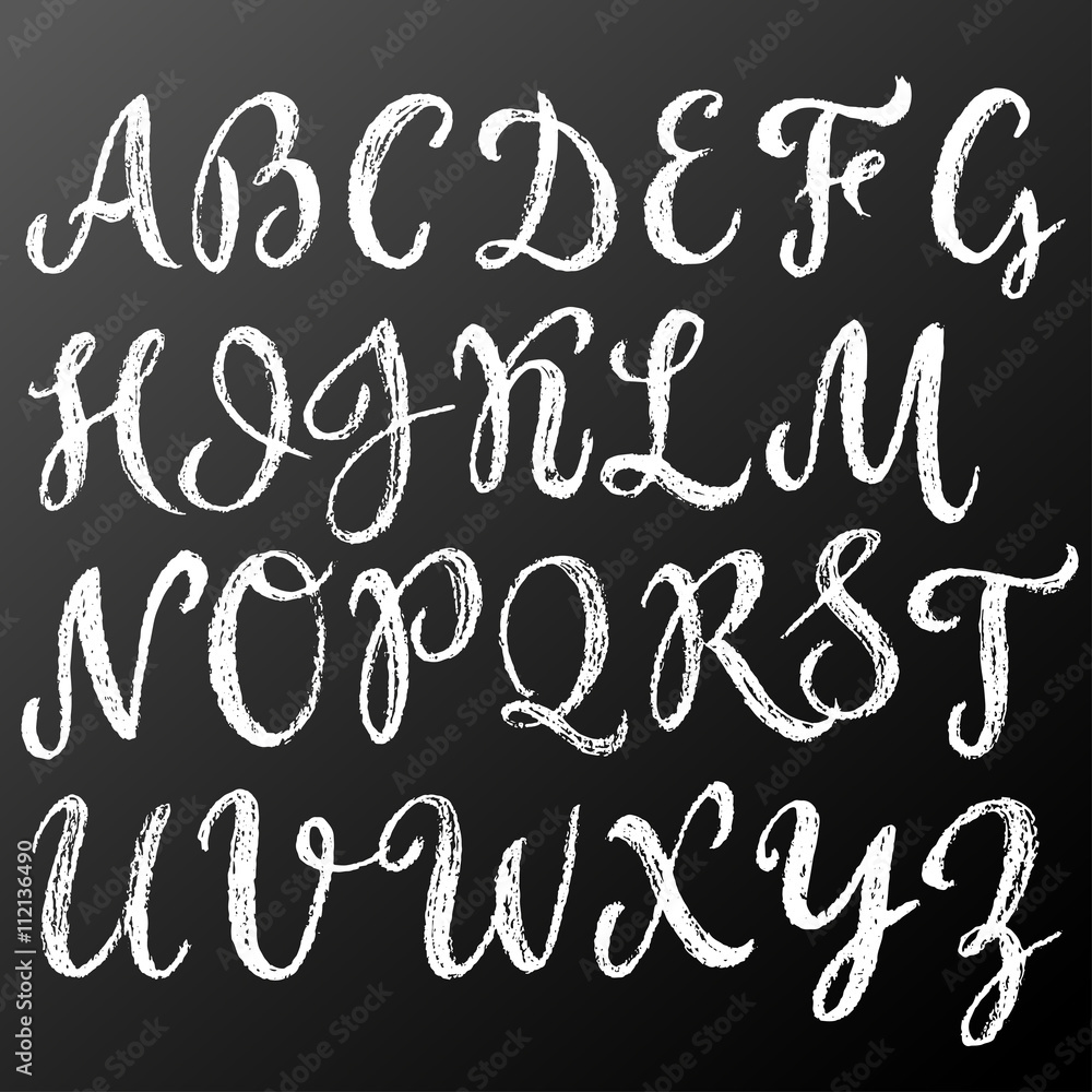 Chalk script english alphabet Chalk script english alphabet