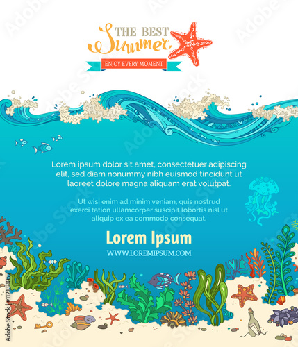 Vector background of sealife.