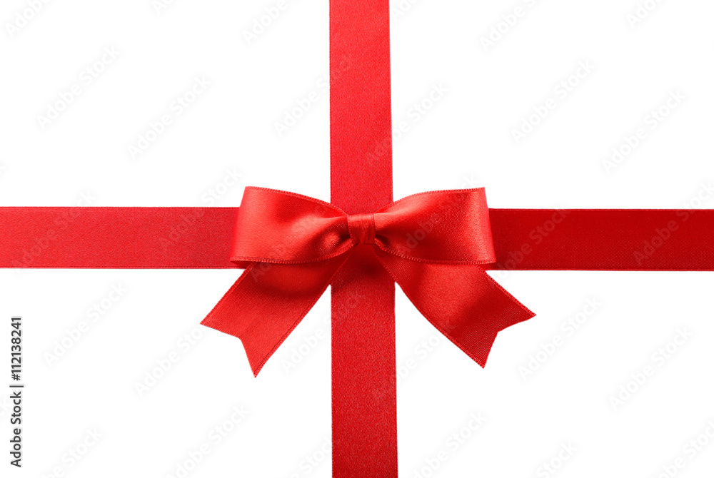 Red ribbon bow on a white background Red ribbon bow on a white background